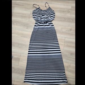 Seduction Black and White Striped dress